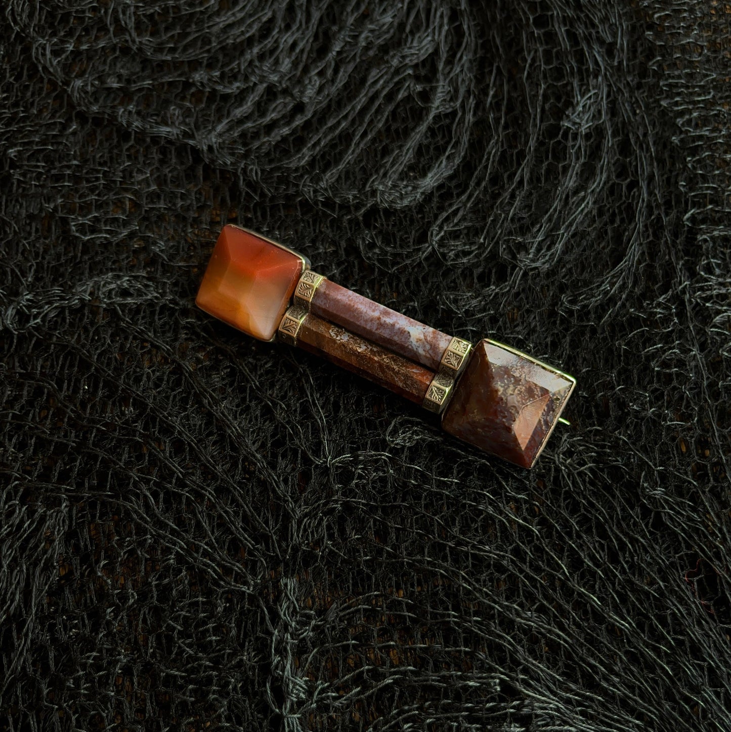 Mid-19th c. Sterling Silver Scottish Agate Brooch
