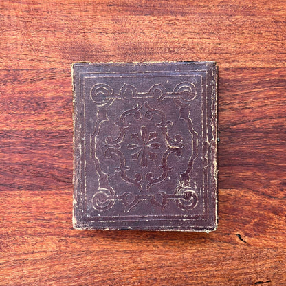 c. 1840s Oil Painting Portrait in Leather Case