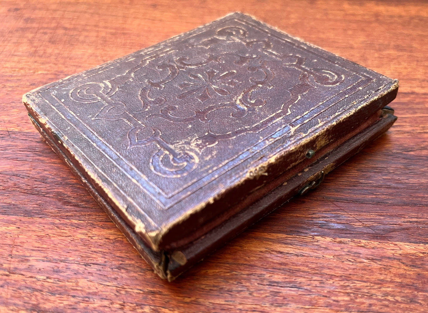 c. 1840s Oil Painting Portrait in Leather Case
