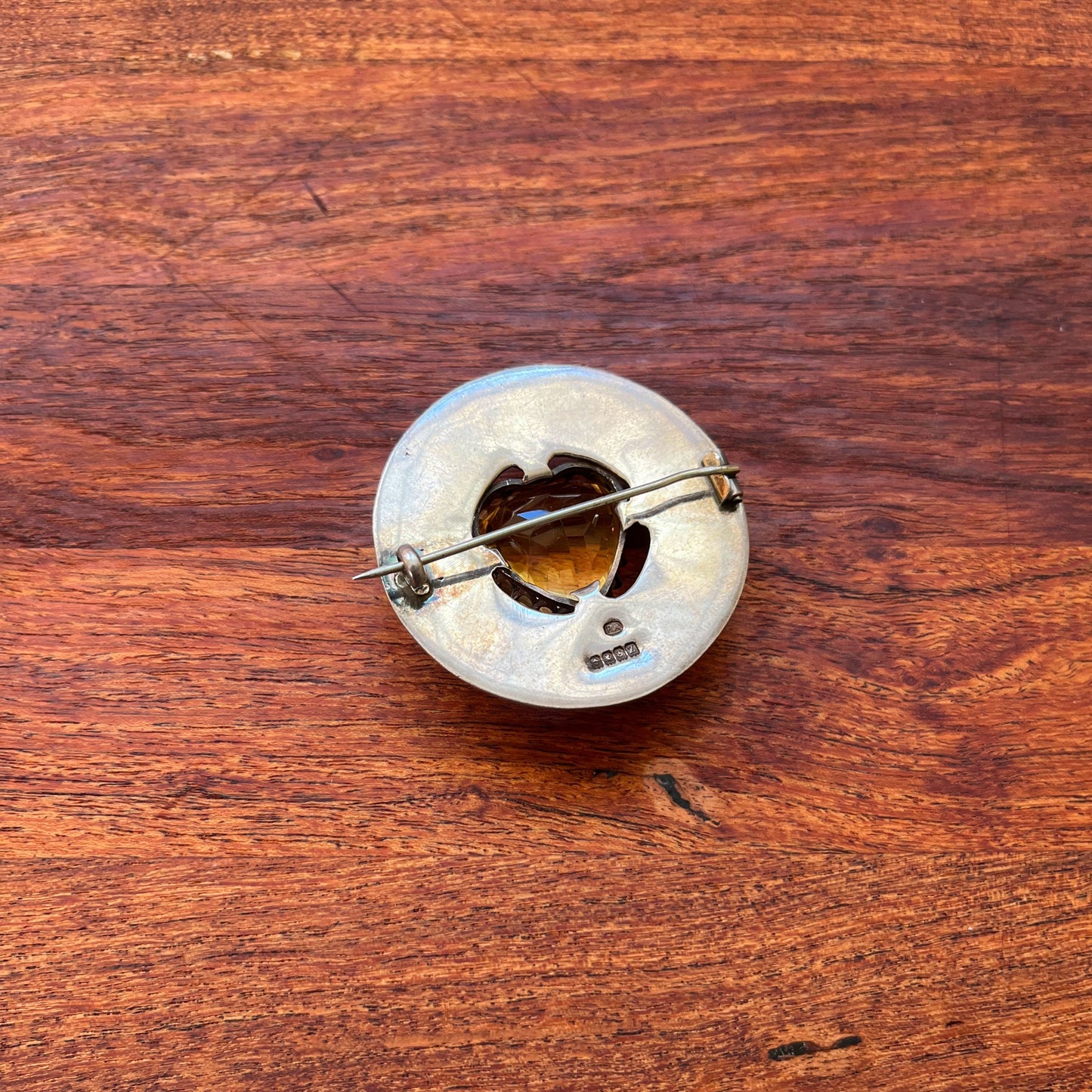 1948 Sterling Silver Scottish Citrine Heart Brooch