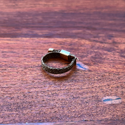 c. 1860s-1880s Woven Hair + 14k Buckle Ring