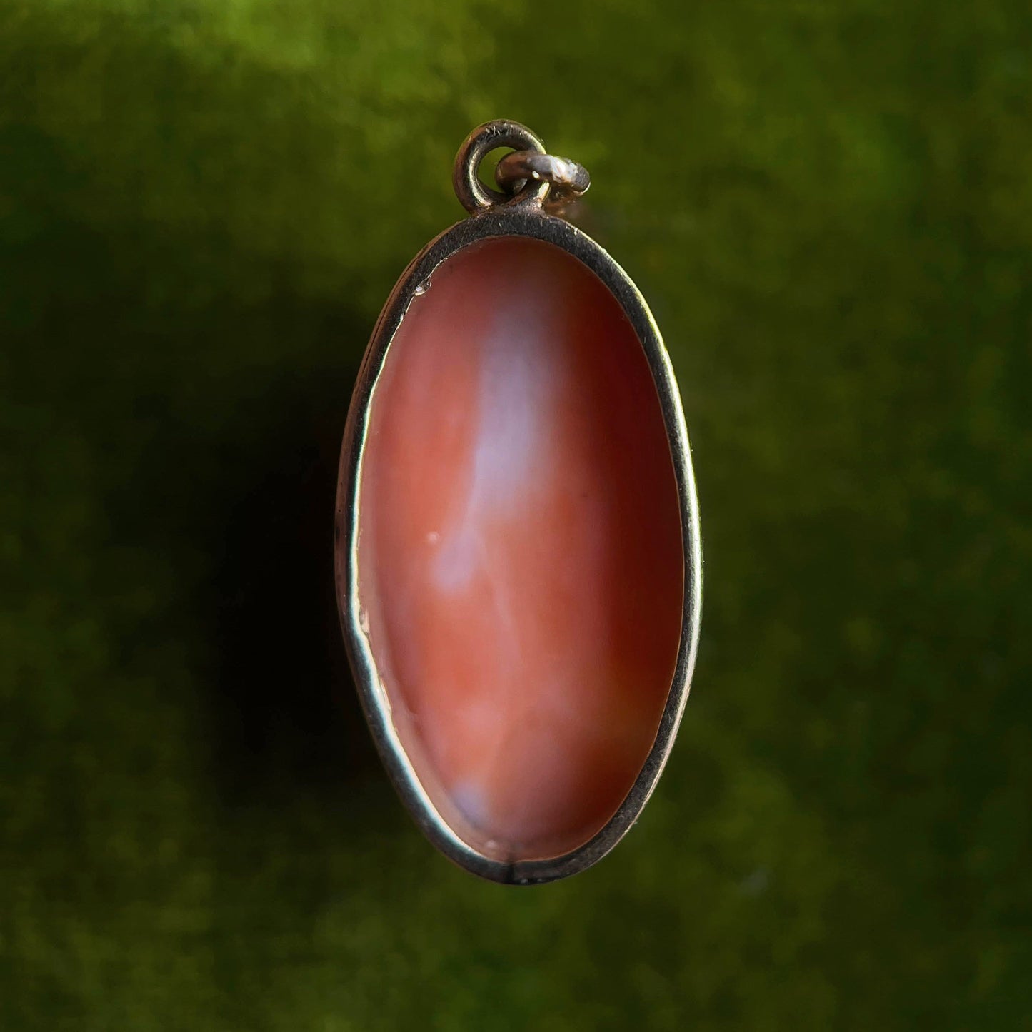 c. 1910s 14k Gold Carved Coral Goddess Diana Cameo Pendant