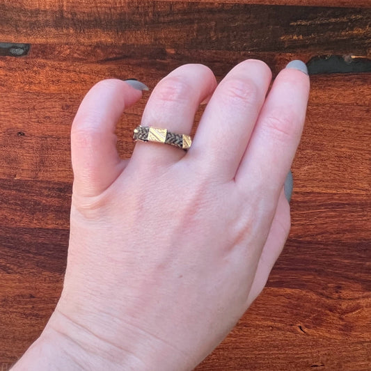 c. 1860s-1880s Woven Hair + 14k Buckle Ring