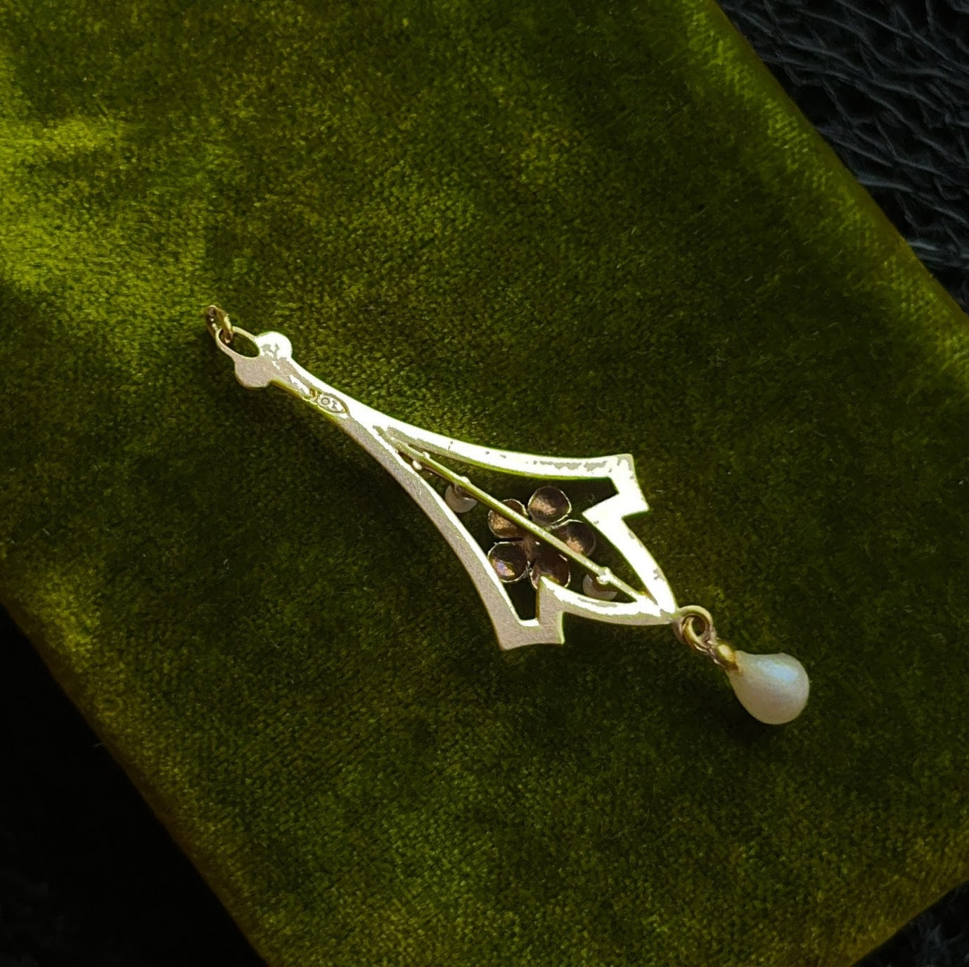 c. 1910s 10k Gold Forget Me Not Lavalier Pendant