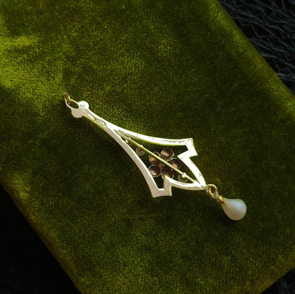 c. 1910s 10k Gold Forget Me Not Lavalier Pendant