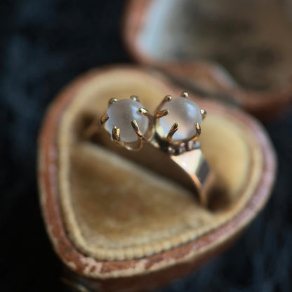 c. 1890s-1900s 10k Gold Toi et Moi Moonstone Ring
