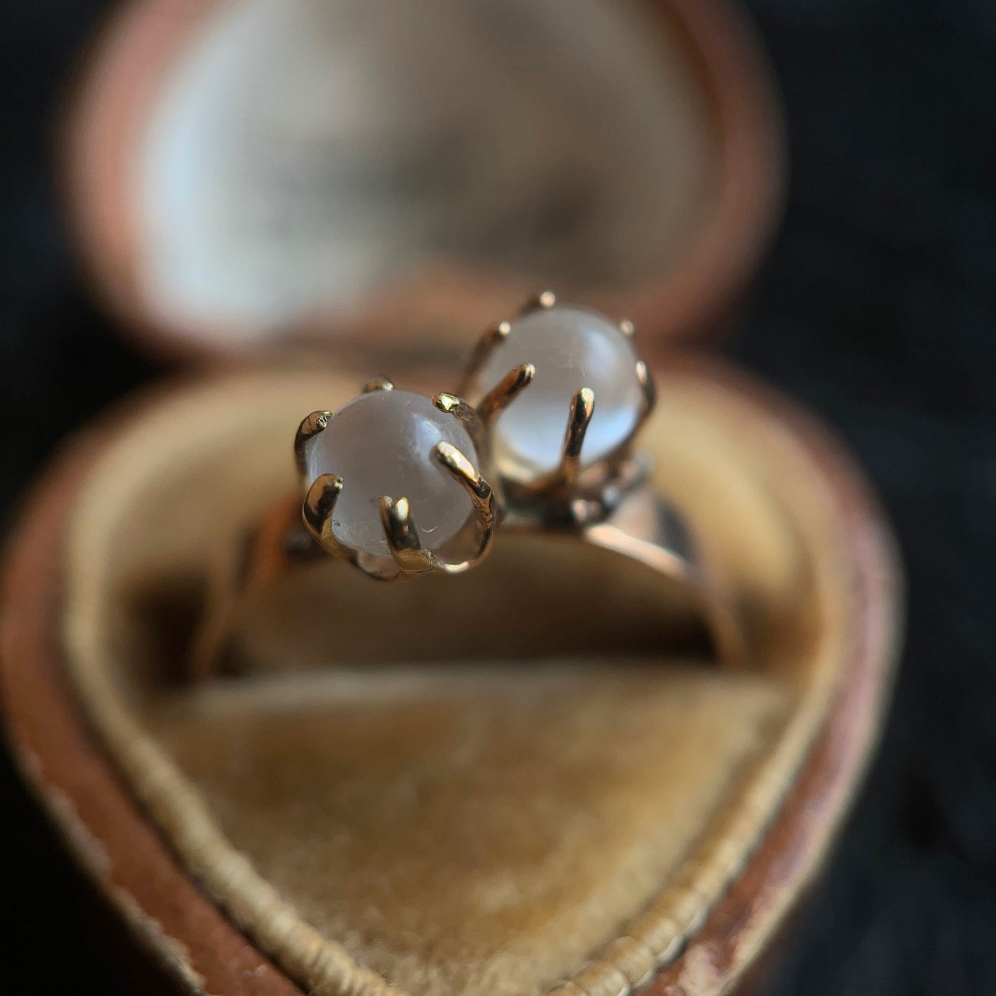 c. 1890s-1900s 10k Gold Toi et Moi Moonstone Ring
