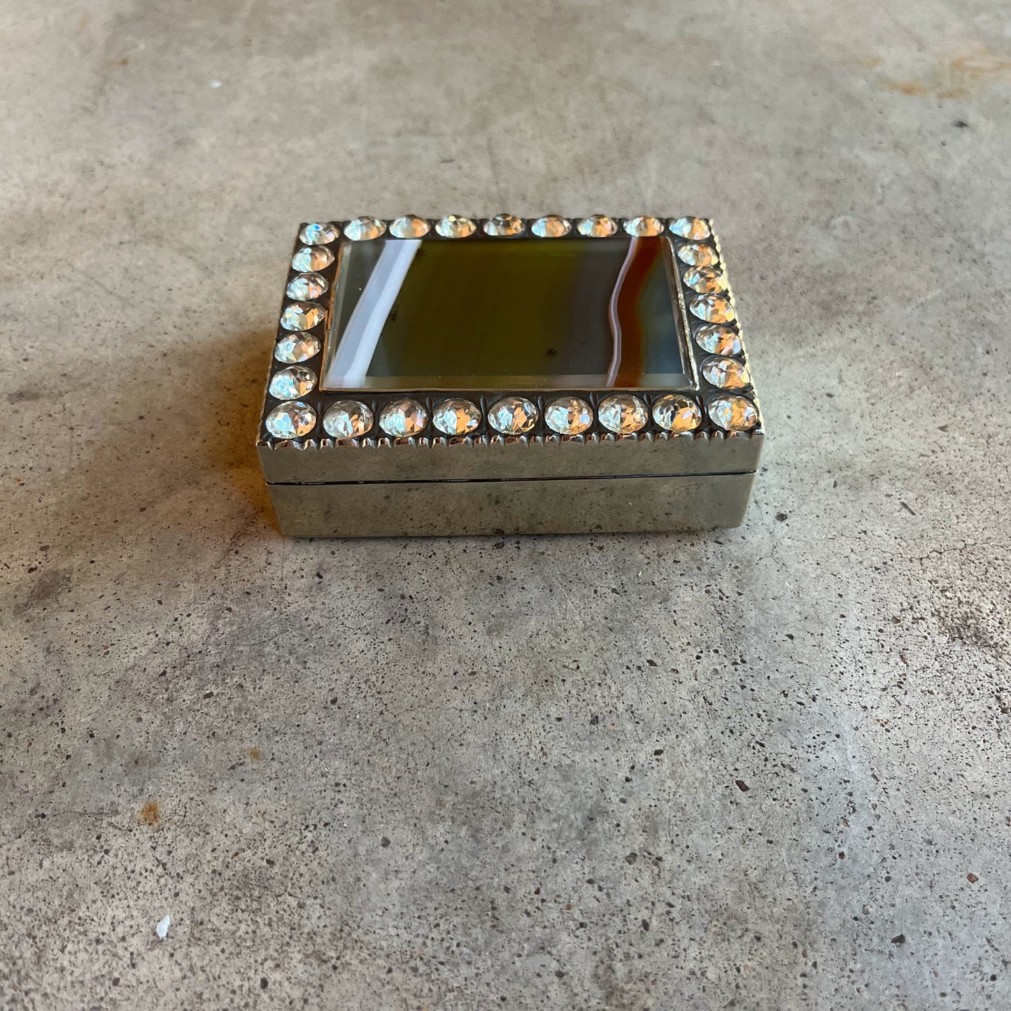 19th c. Striped Agate + Rock Crystal Box