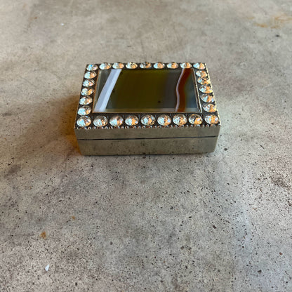 19th c. Striped Agate + Rock Crystal Box