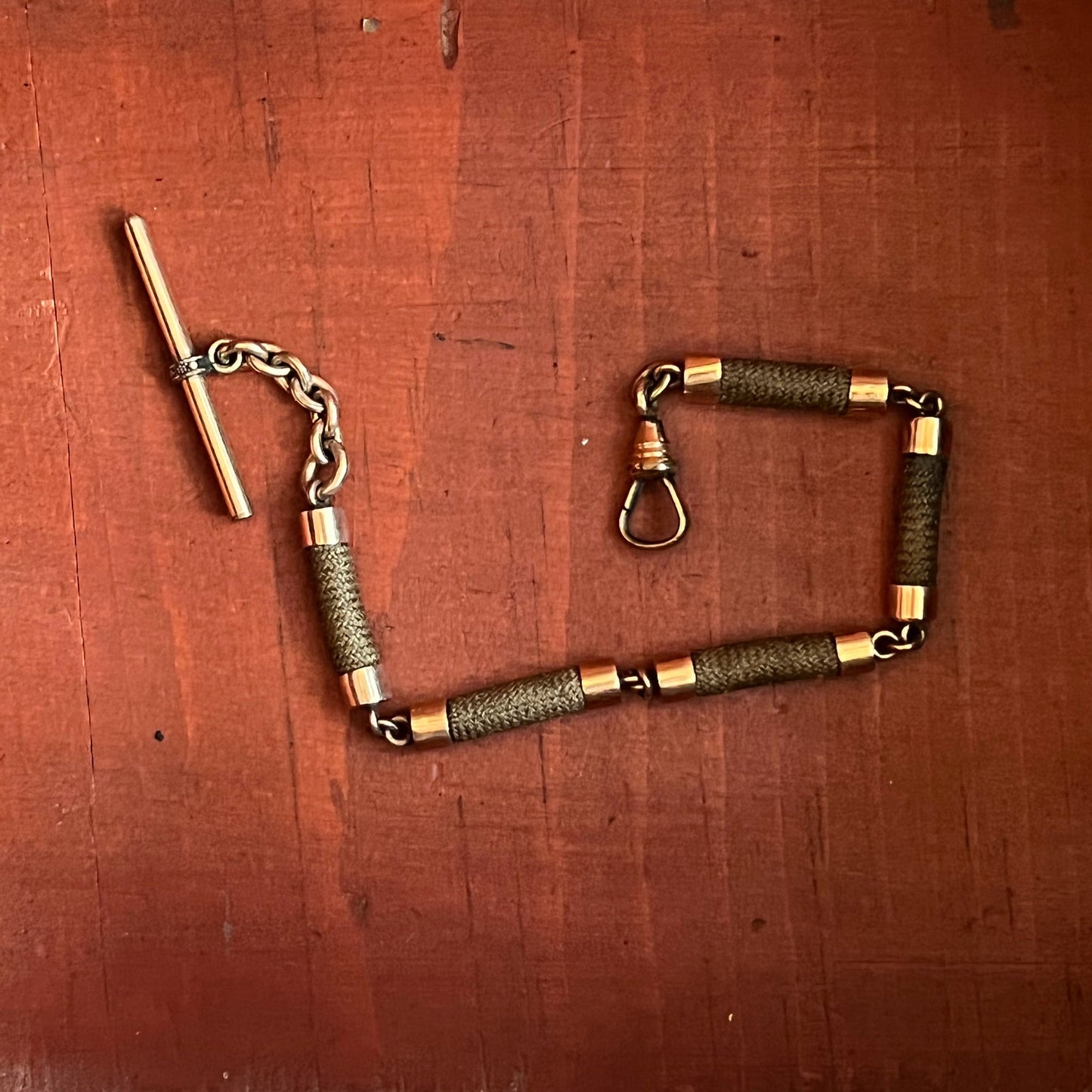 19th c. Hairwork Pocket Watch Chain or Bracelet