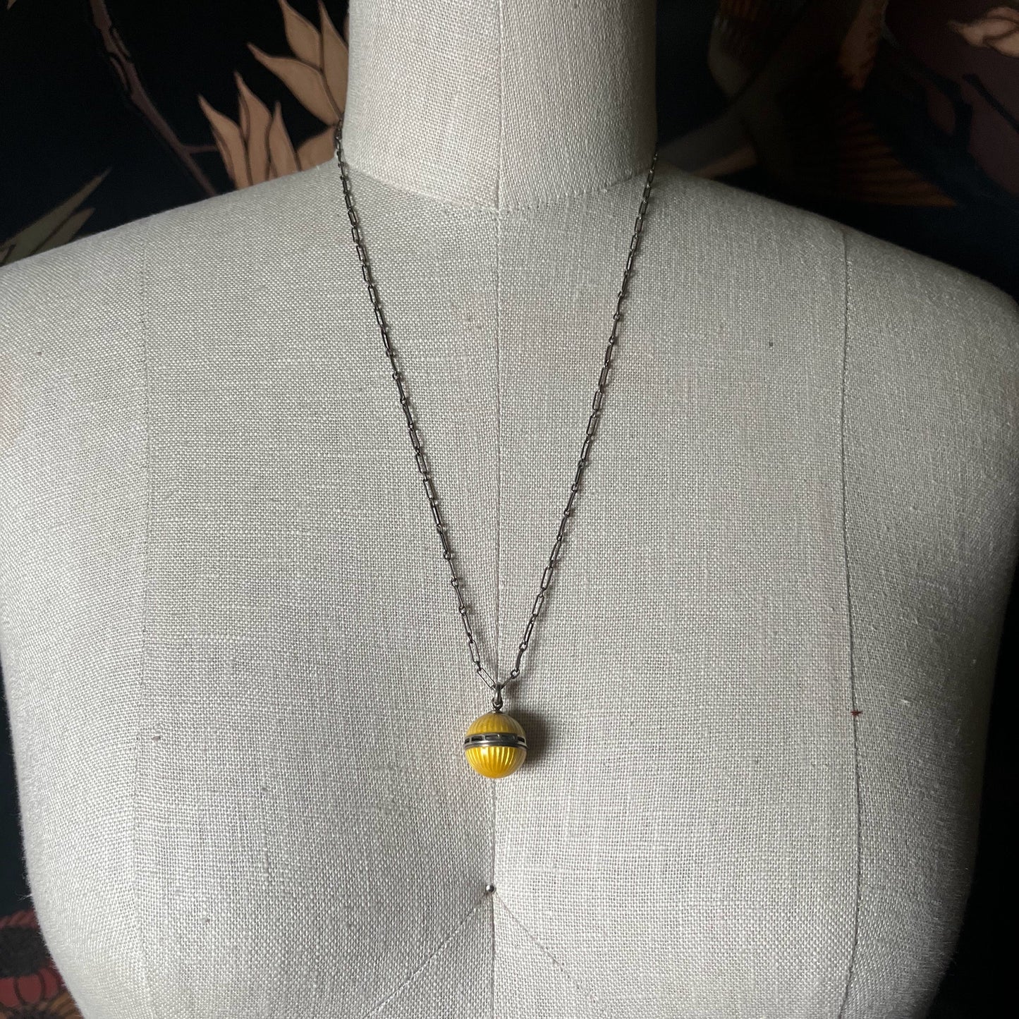c. 1910s Guilloche Enamel Vinaigrette Necklace