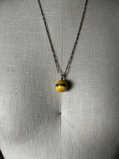 c. 1910s Guilloche Enamel Vinaigrette Necklace