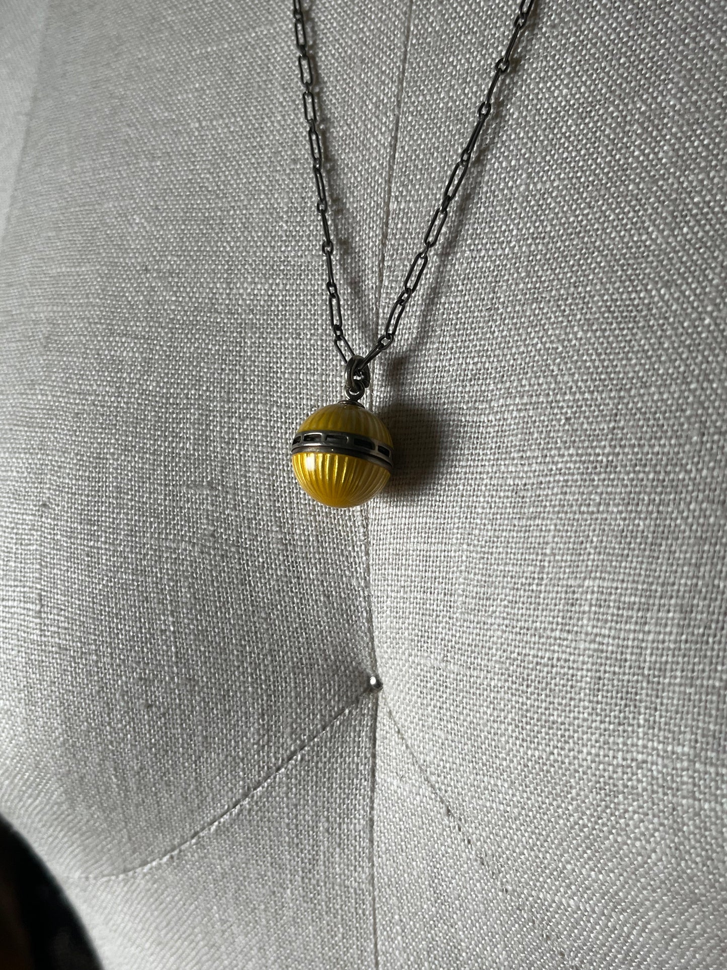 c. 1910s Guilloche Enamel Vinaigrette Necklace