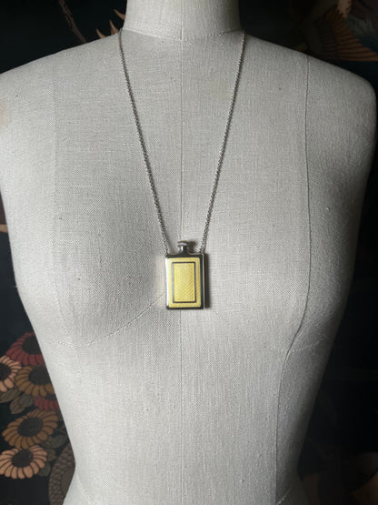 Art Deco Silver Guilloche Enamel Bottle Necklace