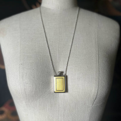 Art Deco Silver Guilloche Enamel Bottle Necklace