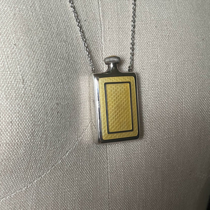Art Deco Silver Guilloche Enamel Bottle Necklace