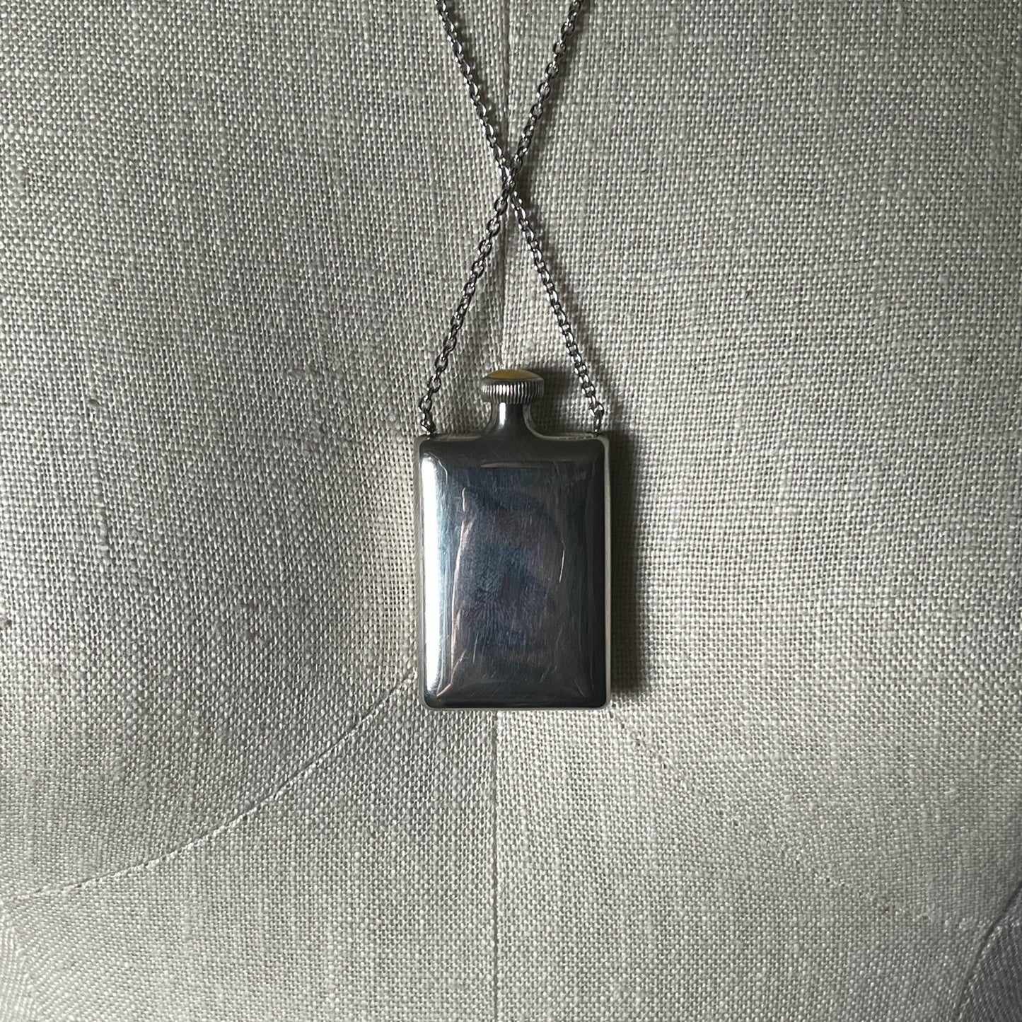 Art Deco Silver Guilloche Enamel Bottle Necklace
