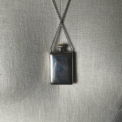 Art Deco Silver Guilloche Enamel Bottle Necklace