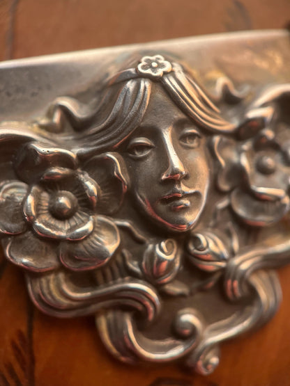 c. 1900s Art Nouveau Sterling Silver Suspende Clips