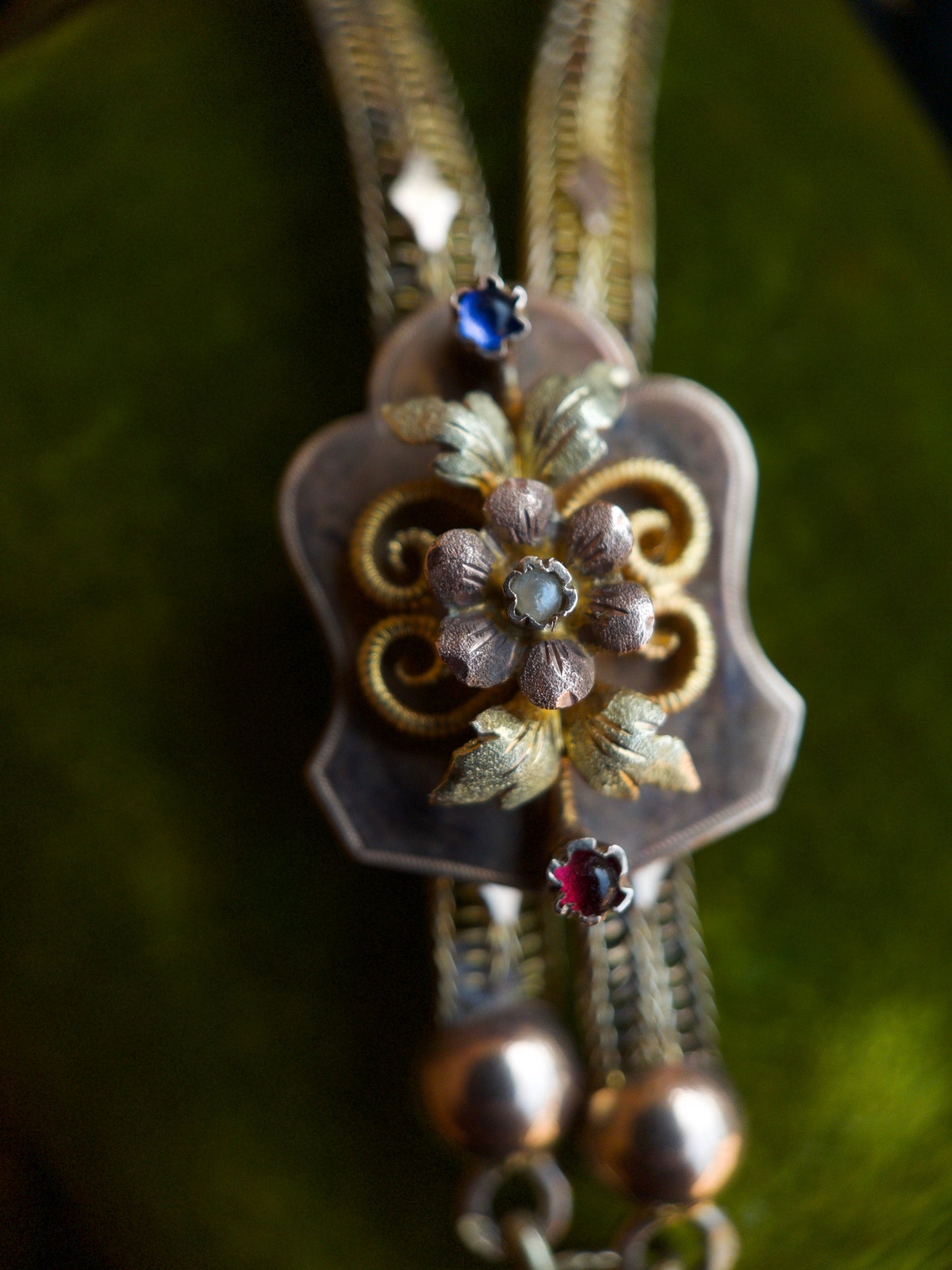c. 1870s-1880s 14k Gold Unusual Long Guard Chain Necklace
