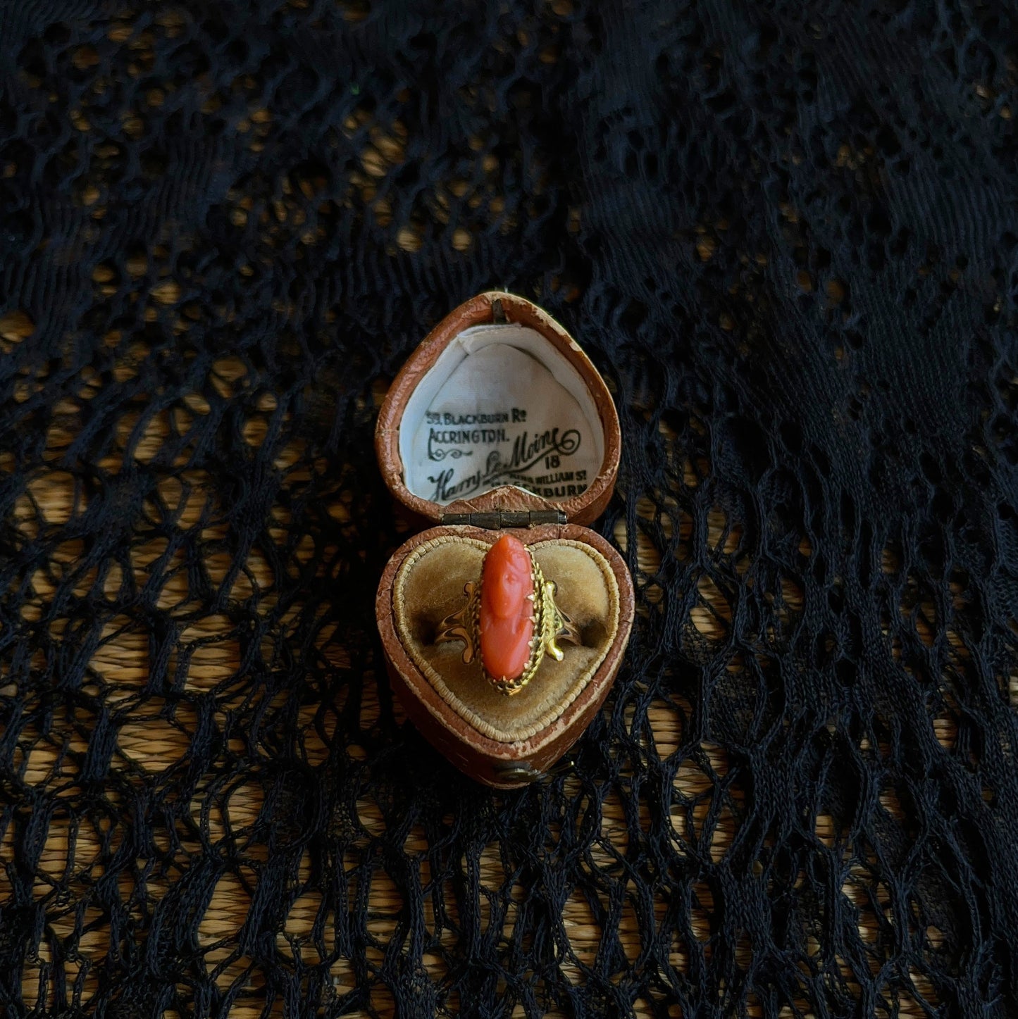 c. 1910s 10k Gold Coral Cameo Ring