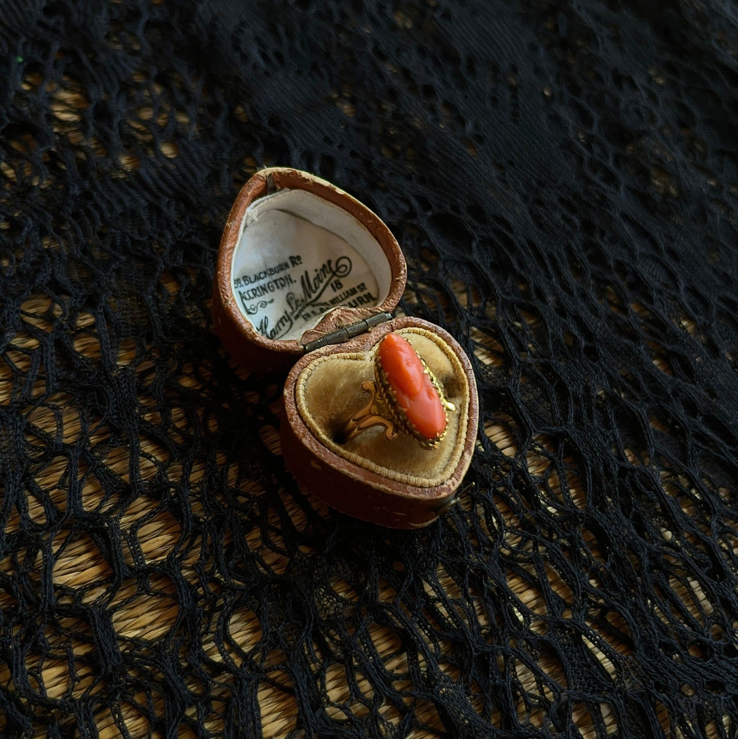 c. 1910s 10k Gold Coral Cameo Ring