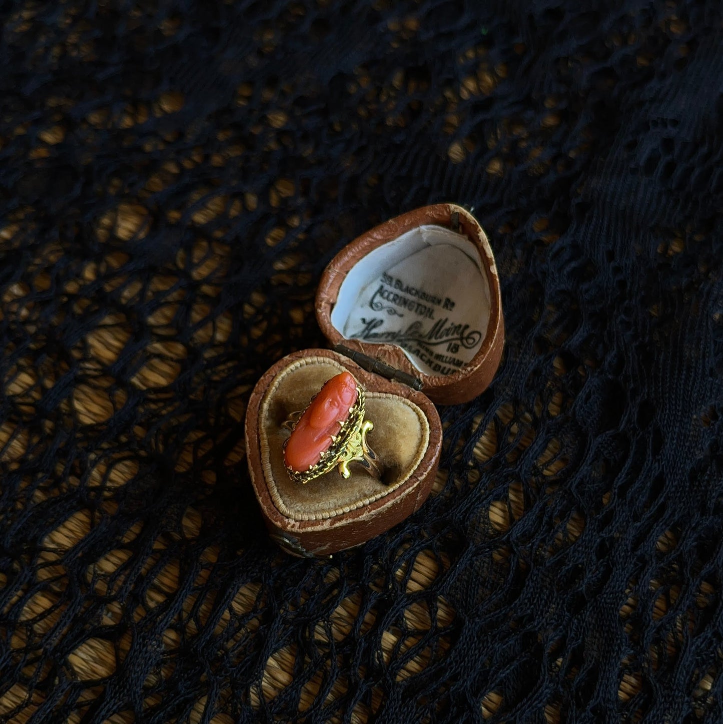 c. 1910s 10k Gold Coral Cameo Ring