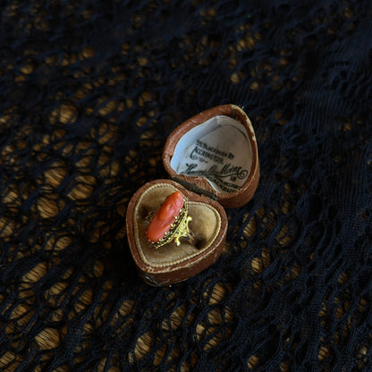 c. 1910s 10k Gold Coral Cameo Ring