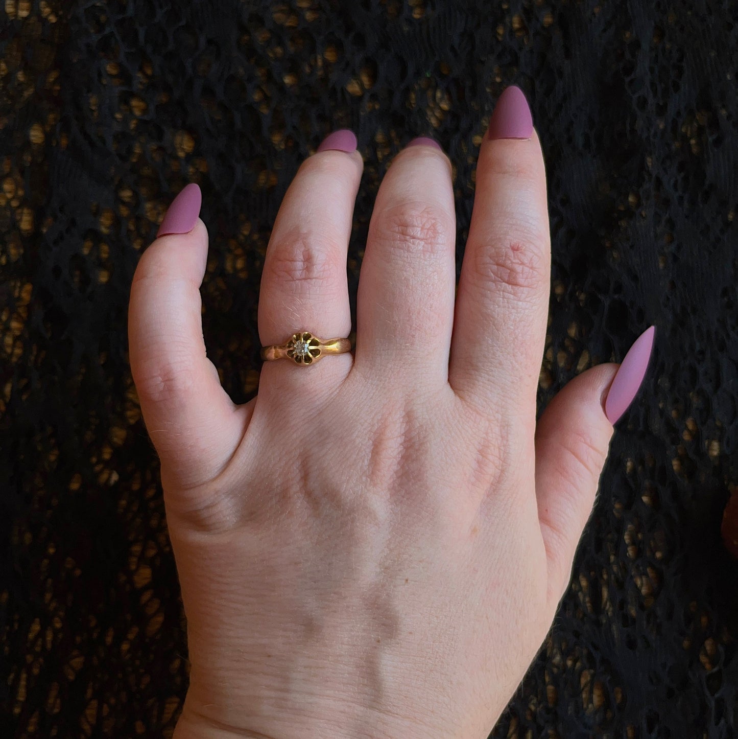 c. 1900s-1910s 14k Gold Belcher Set Diamond Ring