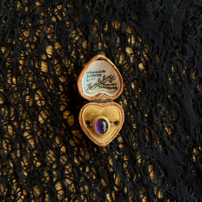 c. 1930s-1940s 14k Gold Amethyst Cabochon Ring