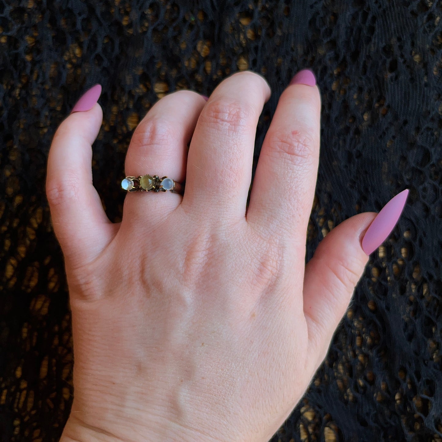 c. 1890s-1900s 9k Moonstone Cat's Eye Ring