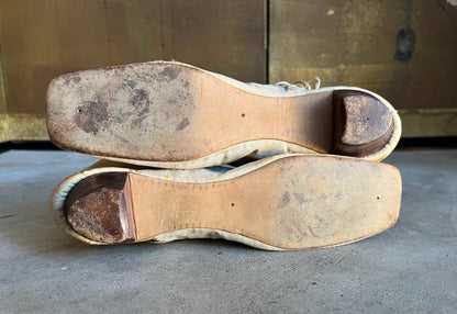 c. 1840s-1860s Moire Silk Side Lacing Boots