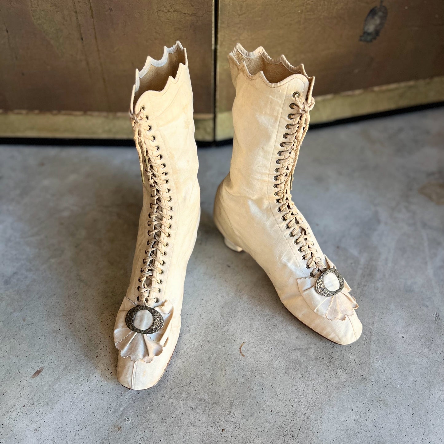 c. 1870 White Fabric Boots