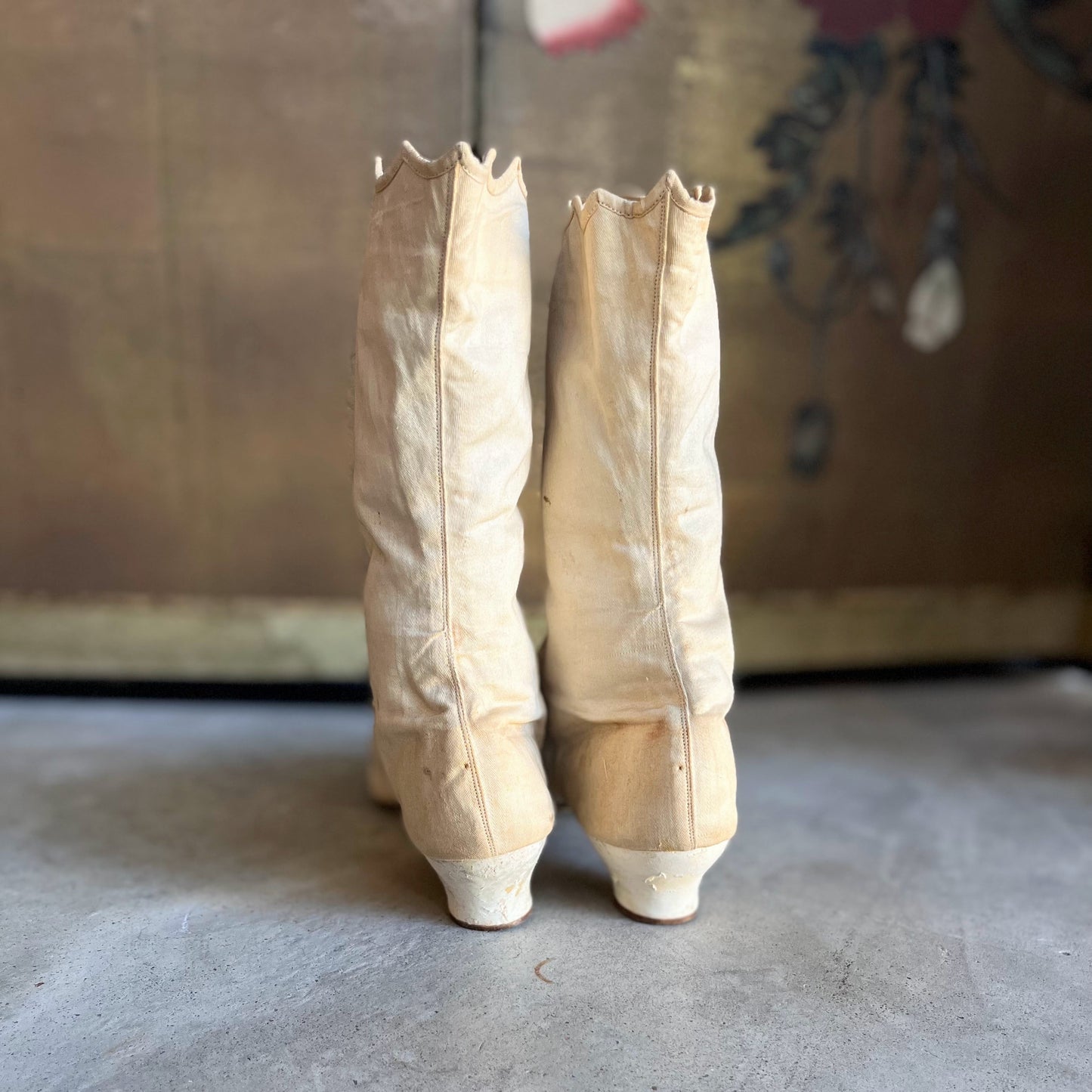 c. 1870 White Fabric Boots