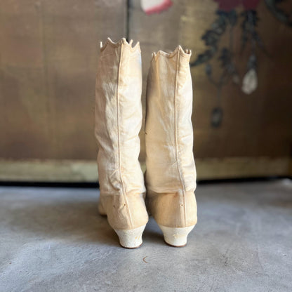 c. 1870 White Fabric Boots