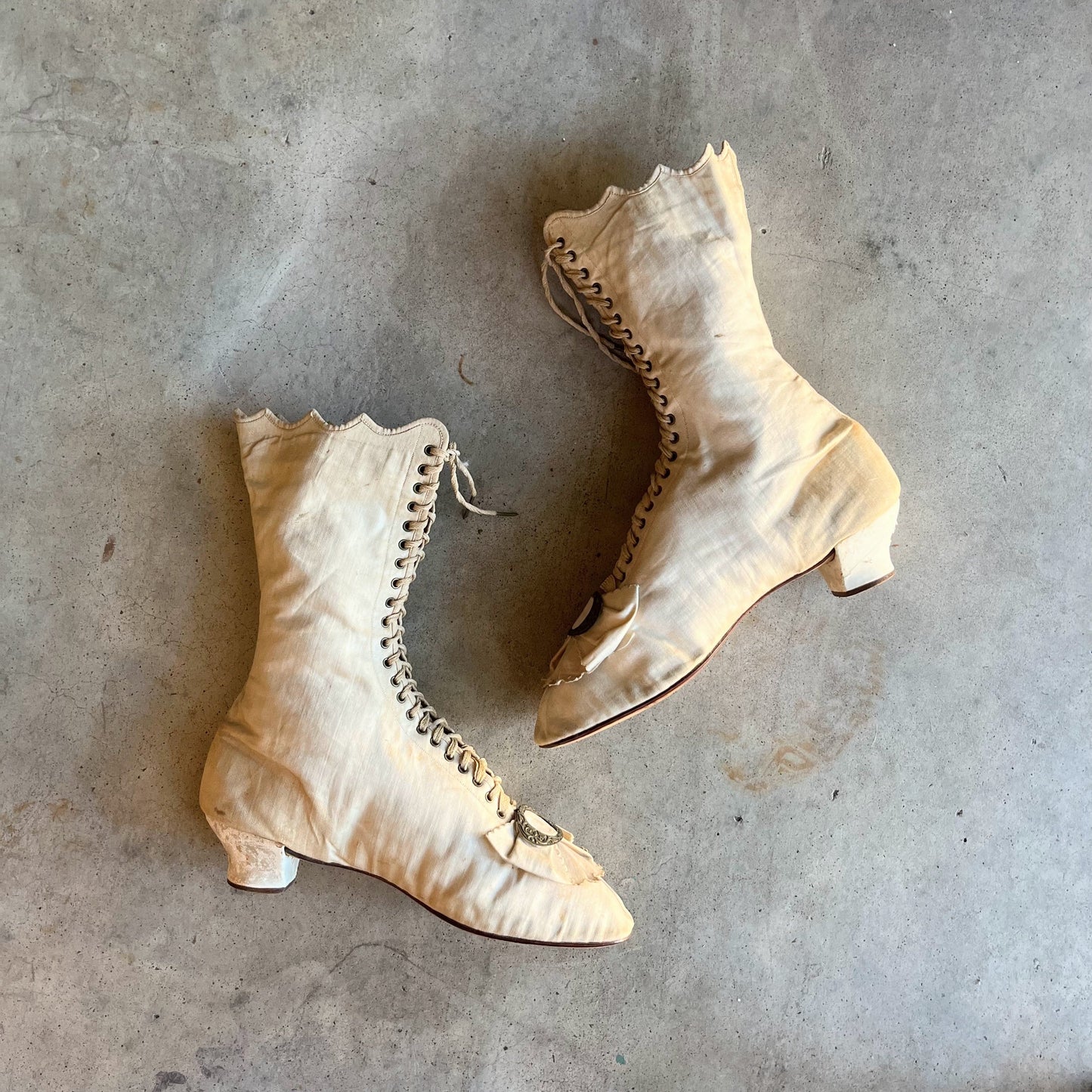 c. 1870 White Fabric Boots