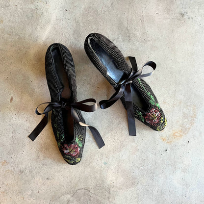 c. 1920s-1930s Beaded Shoes | Approx Sz. 8.5