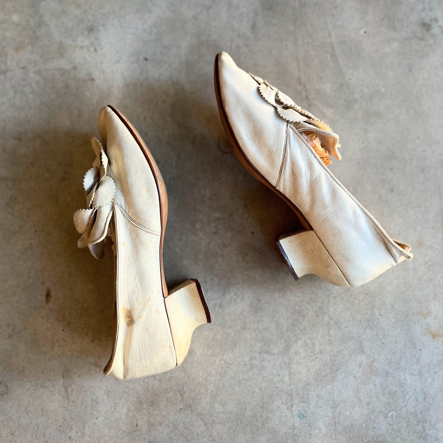 c. 1870s White Leather Slippers