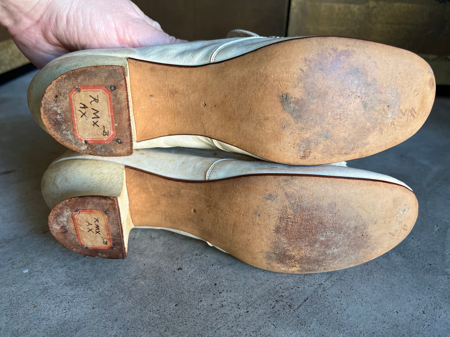 c. 1870s White Leather Slippers
