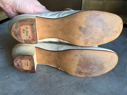 c. 1870s White Leather Slippers