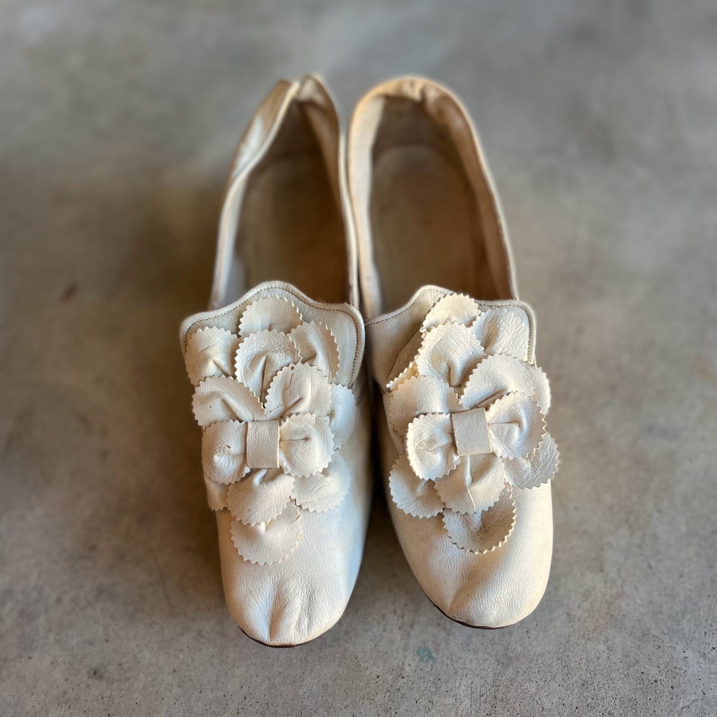 c. 1870s White Leather Slippers
