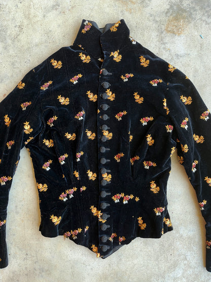 c. 1880s Velvet Embroidered Bodice