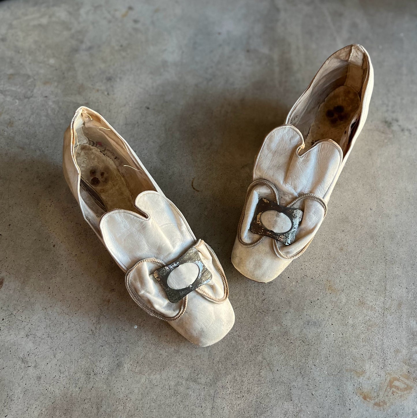 c. 1870 White Leather Slippers w/ Provenance