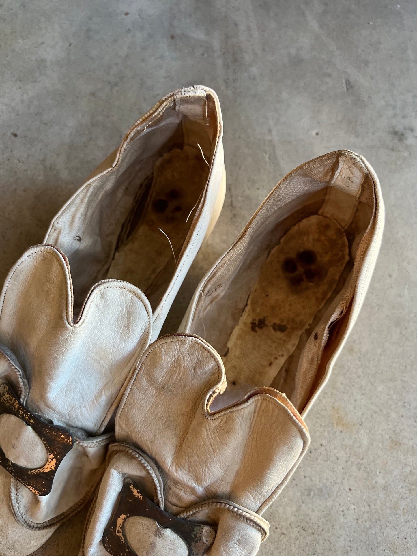 c. 1870 White Leather Slippers w/ Provenance
