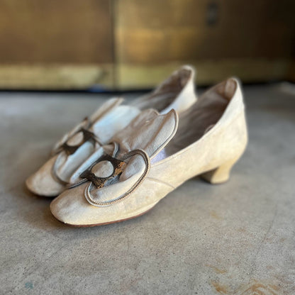 c. 1870 White Leather Slippers w/ Provenance