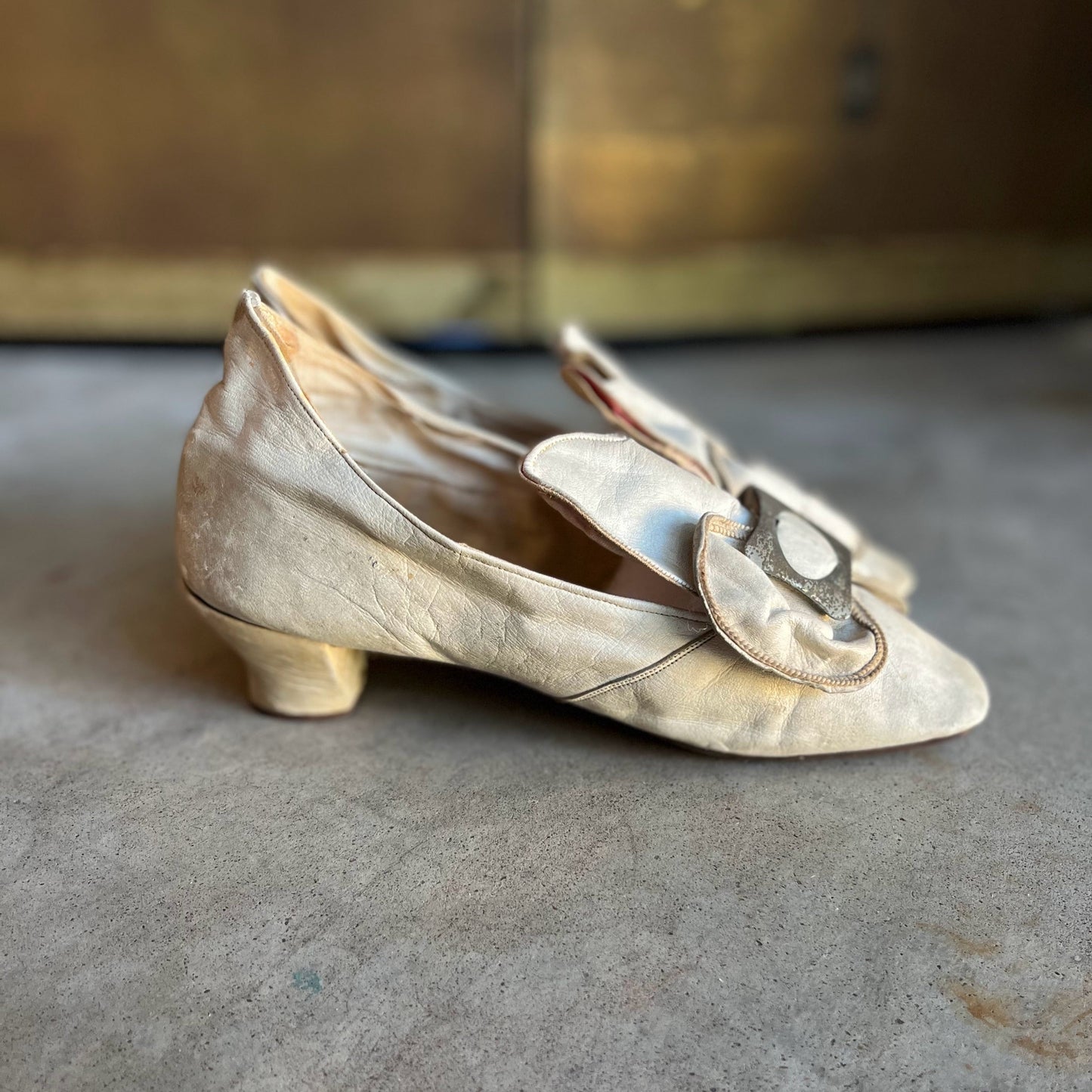 c. 1870 White Leather Slippers w/ Provenance