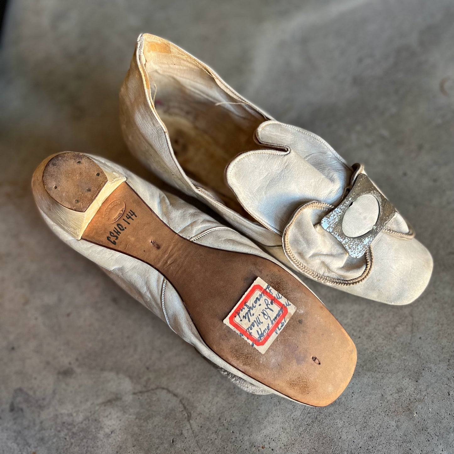 c. 1870 White Leather Slippers w/ Provenance