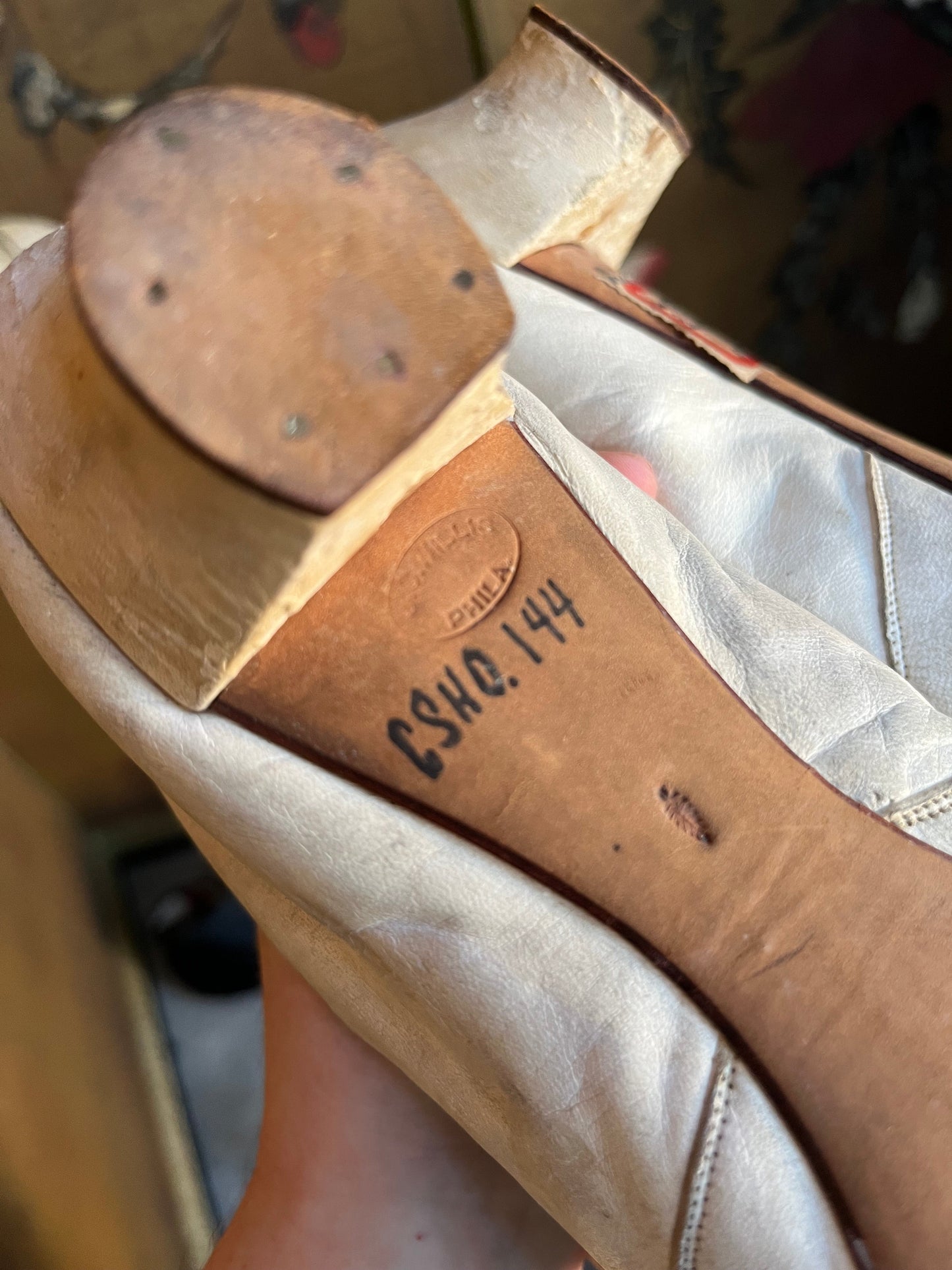 c. 1870 White Leather Slippers w/ Provenance