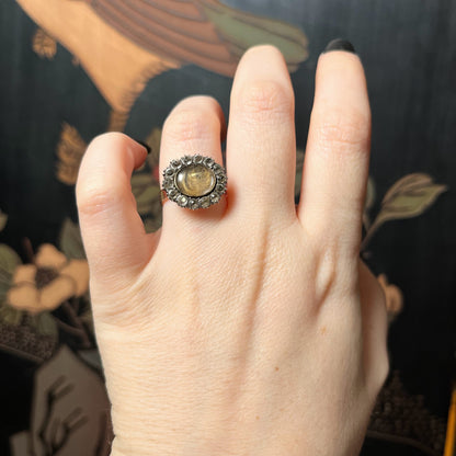 Early 19th c. Paste Stone + Woven Hair Conversion Ring