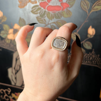 Early 19th c. Ouroboros Snake + Woven Hair Conversion Ring